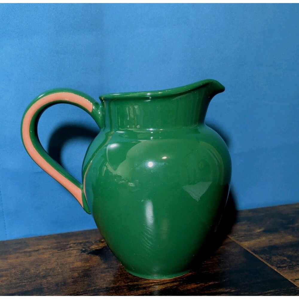 Lenox Portugal Terra Cotta Green Pitcher Spring St Patrick's Cottagecore
